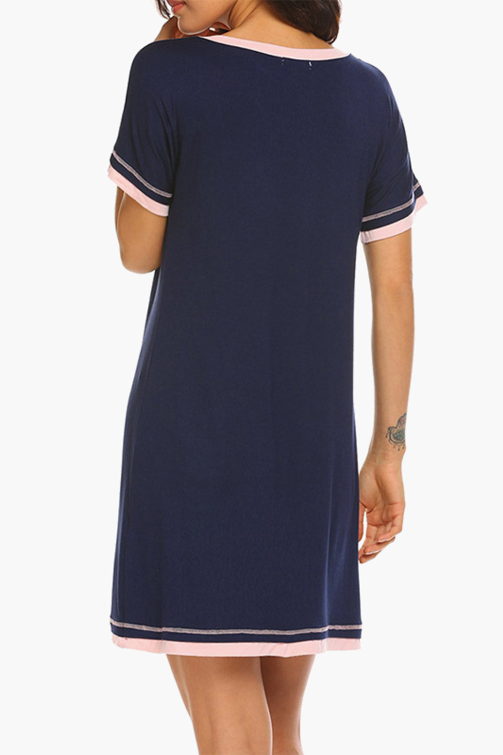 Contrast Trim V-Neck Night Dress