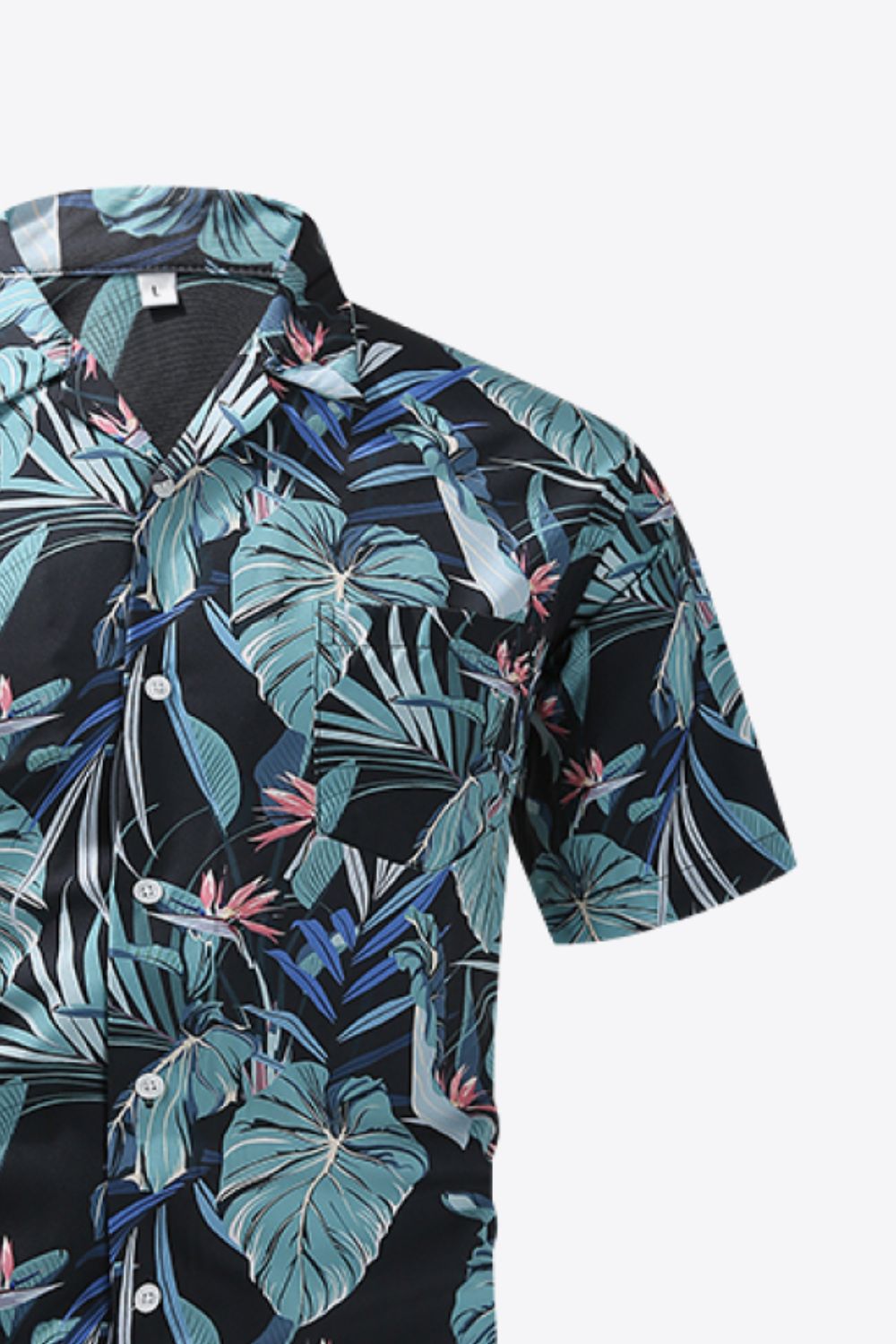 Botanical Print Button-Front Short Sleeve Pocket Shirt