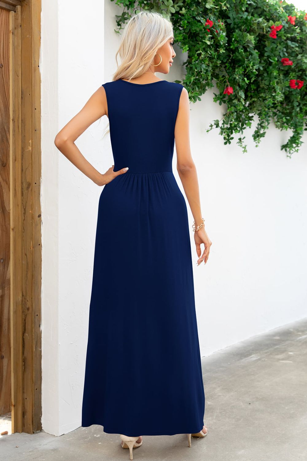 Surplice Neck Sleeveless Maxi Dress