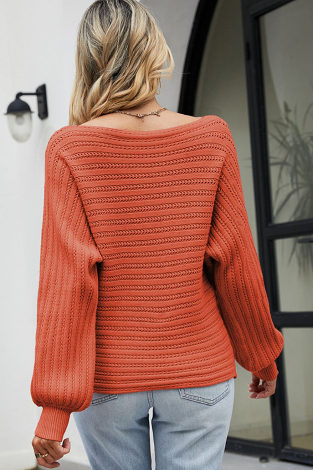 Dolman Sleeve Openwork Sweater