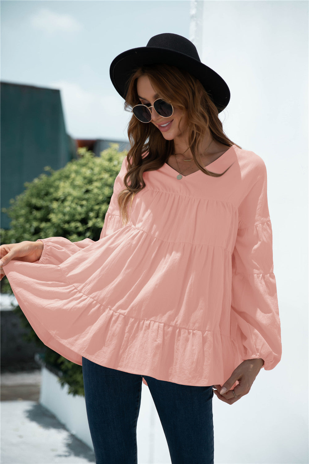 Balloon Sleeve Smock Top