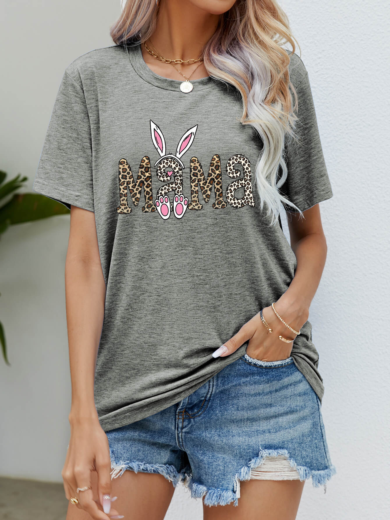 MAMA Easter Graphic Round Neck Tee