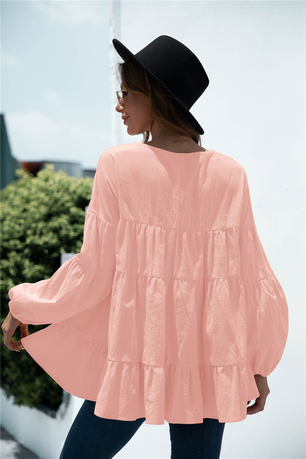Balloon Sleeve Smock Top