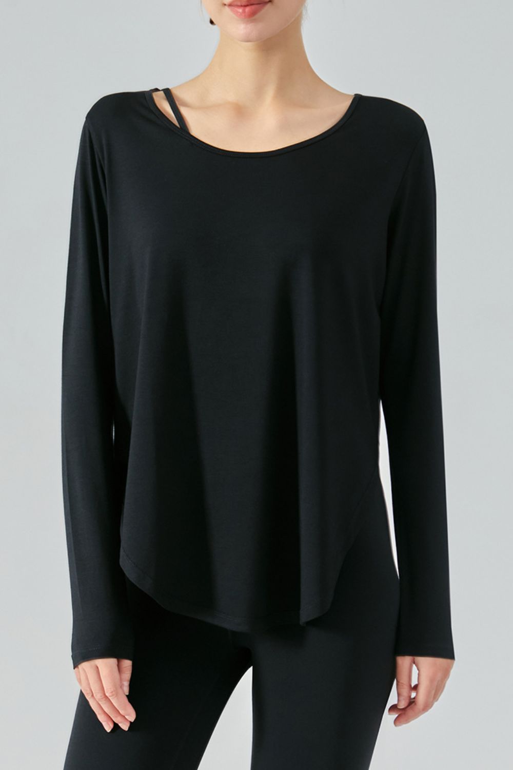 Neck Detail Slit Sports Top
