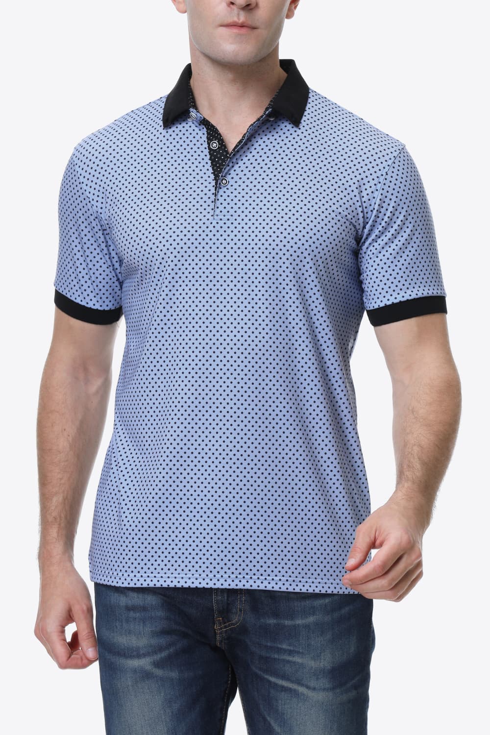 Polka Dot Short Sleeve Polo Shirt