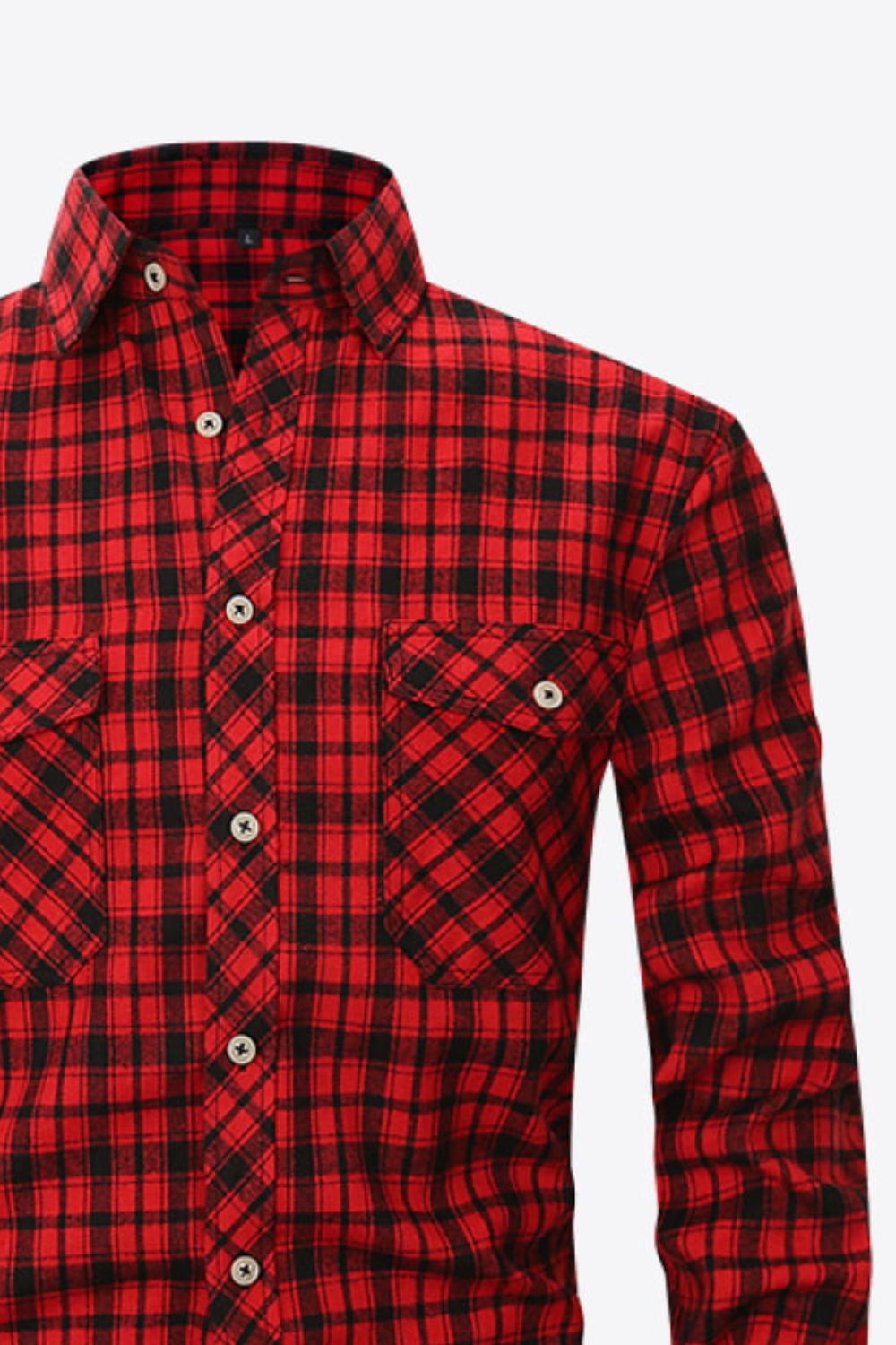 Plaid Button-Front Long Sleeve Shirt with Pockets