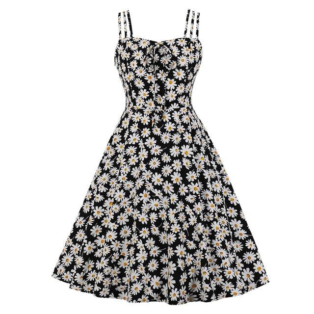 Amazing Autumn Fashion Cute Daisy Floral Print Women Spaghetti Strap Summer Vacation Dress 2u30