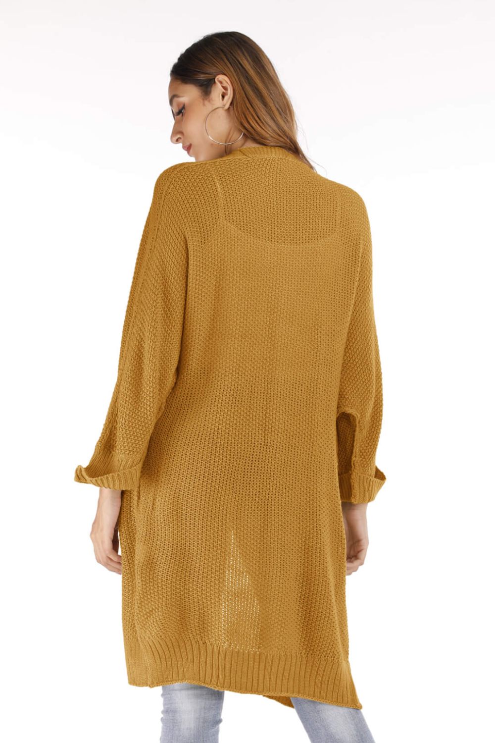 Open Front Slit Exposed Seam Cardigan