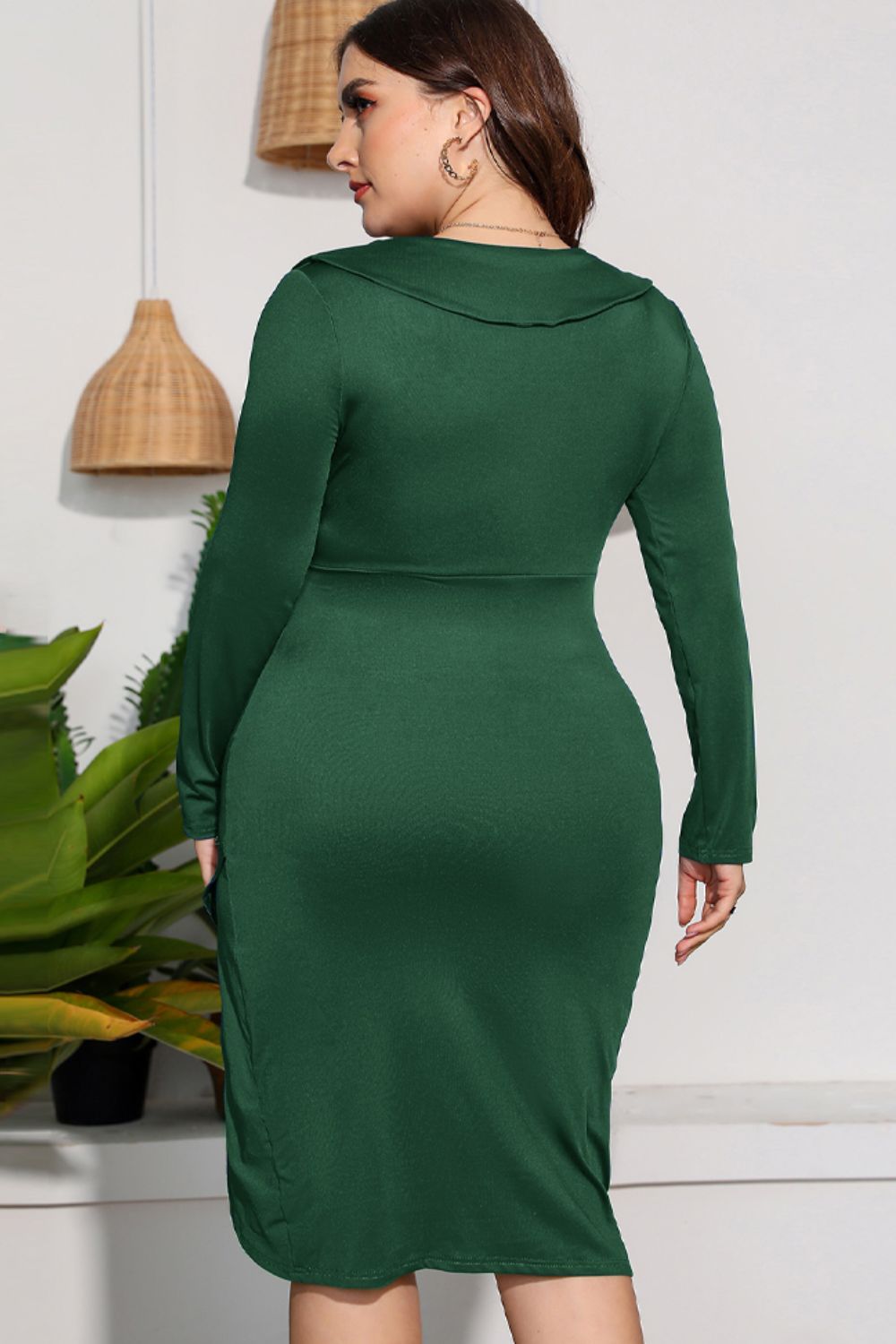Plus Size Tulip Hem Long Sleeve Dress