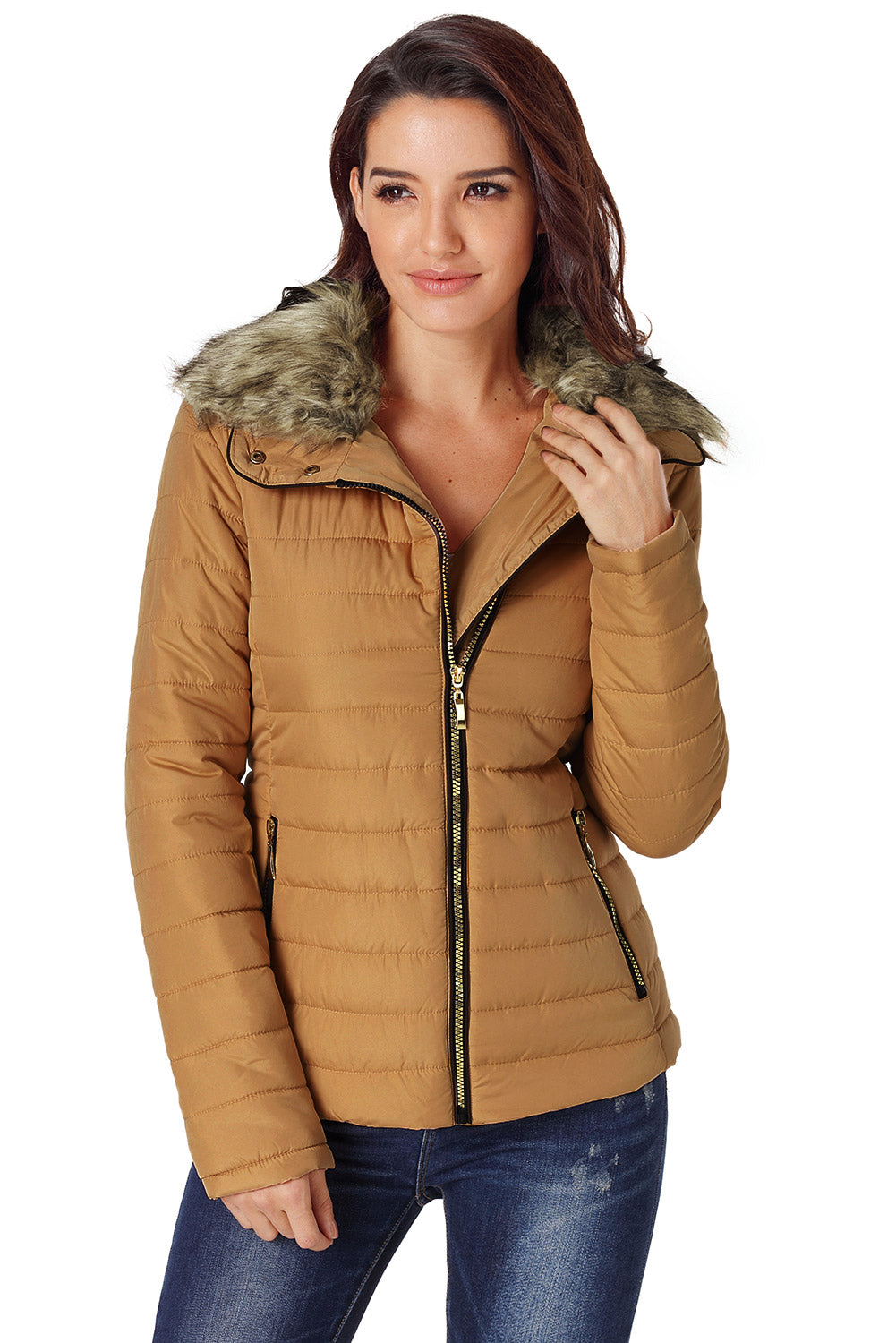 Faux Fur Trim Puffer Jacket