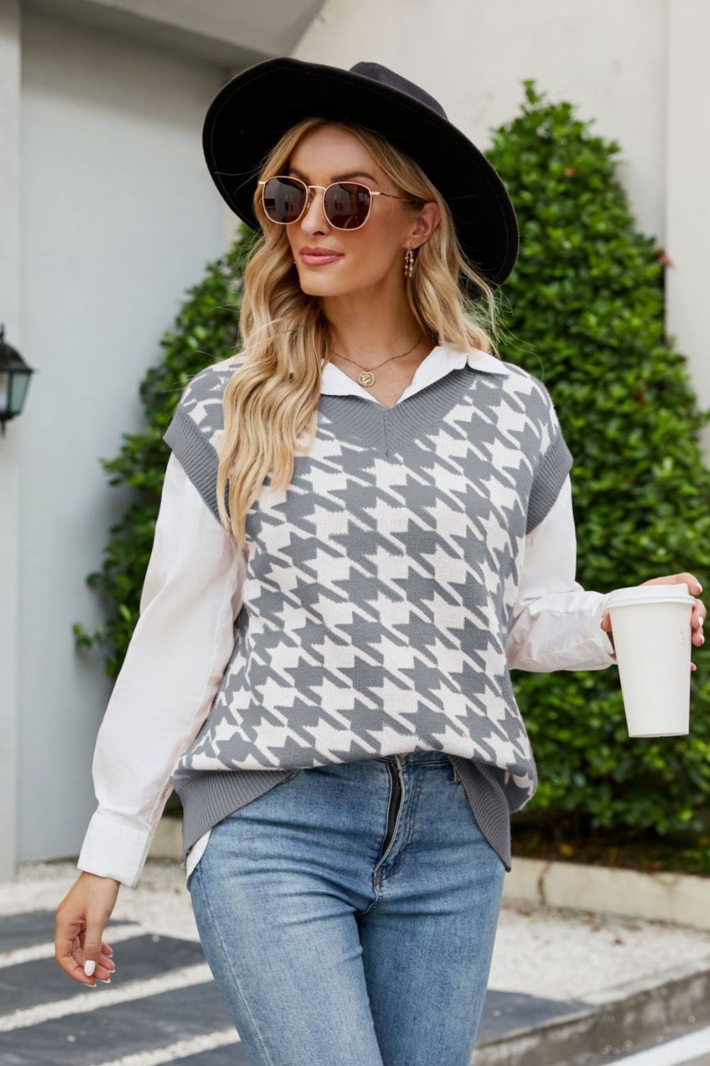 Houndstooth Sweater Vest