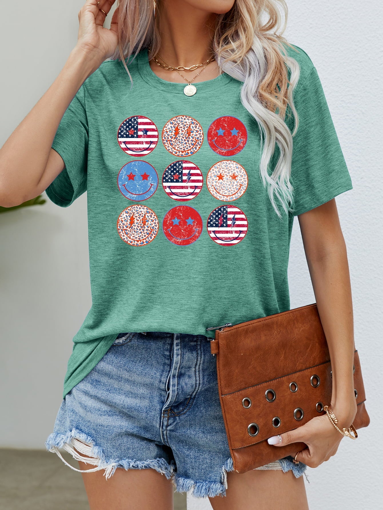 US Flag Smiley Face Graphic Tee