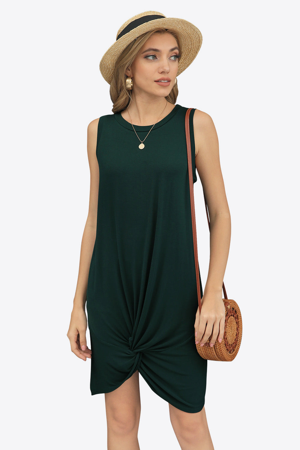 Twisted Round Neck Sleeveless Dress