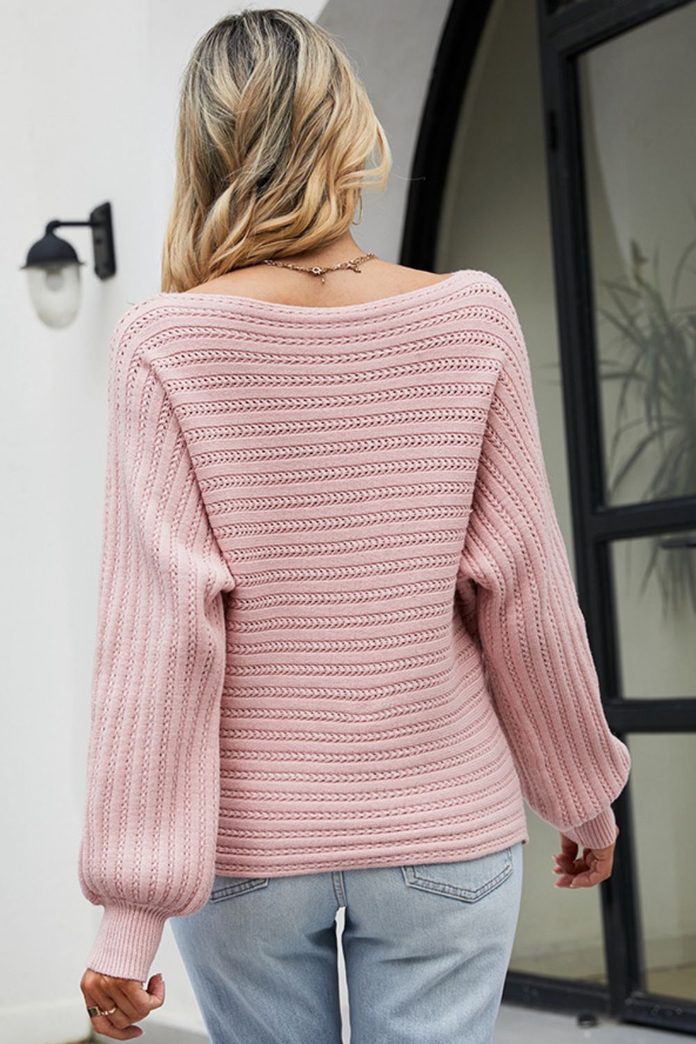 Dolman Sleeve Openwork Sweater