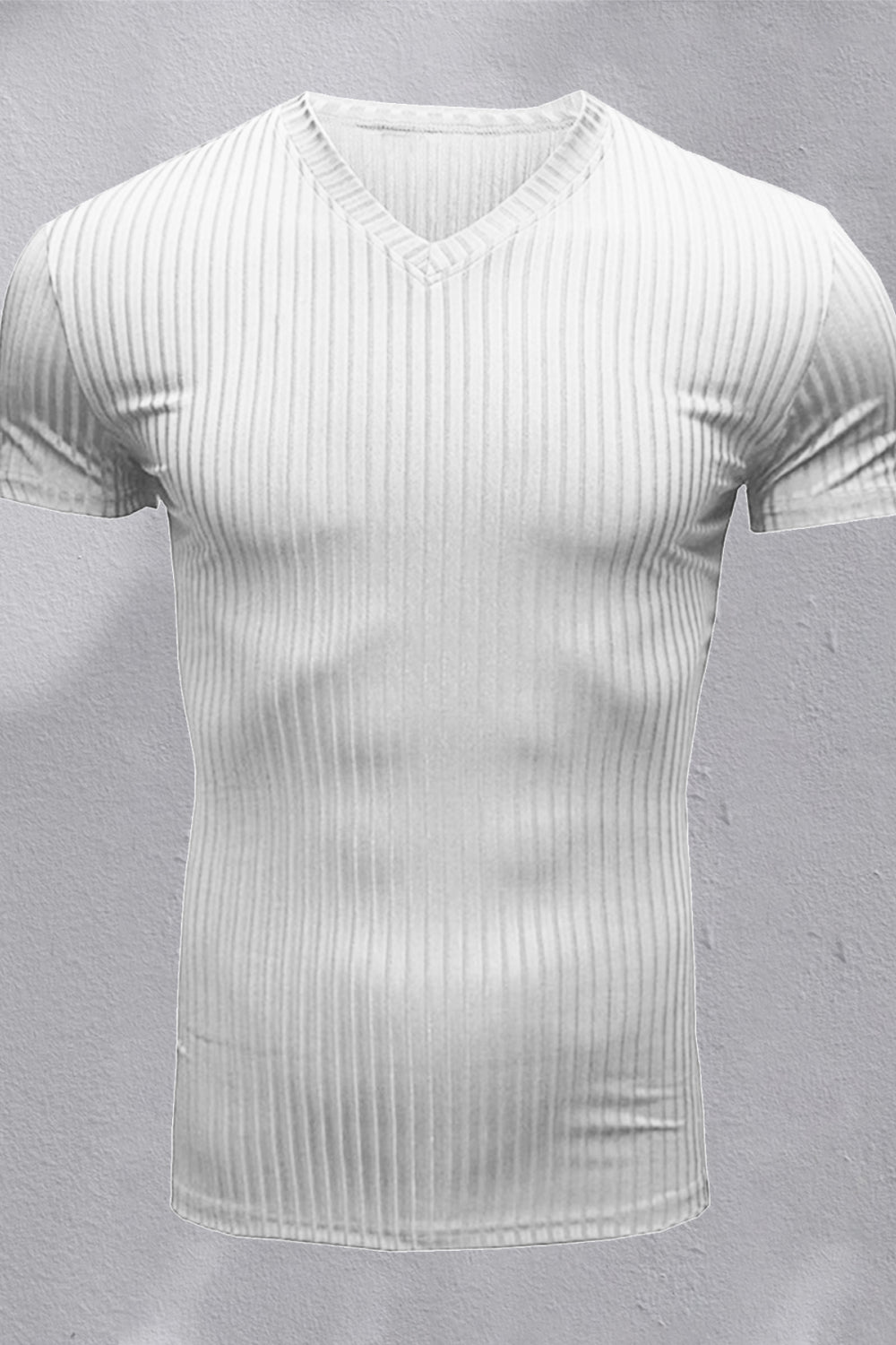 Ribbed V-Neck Short Sleeve Tee