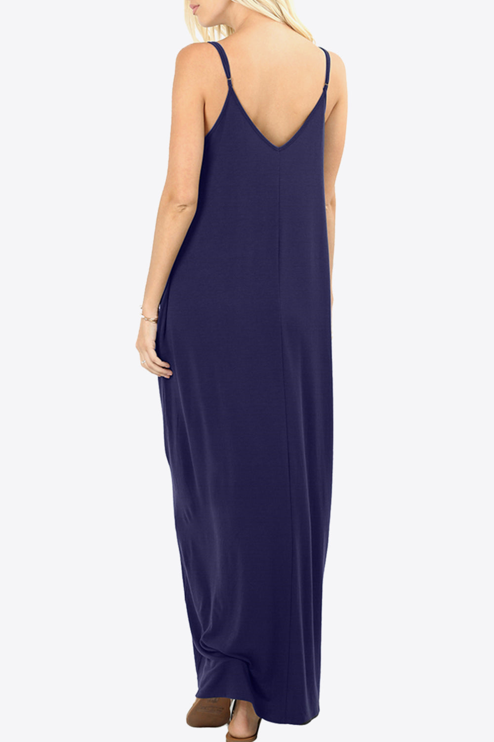 Floral Spaghetti Strap Maxi Dress with Pockets