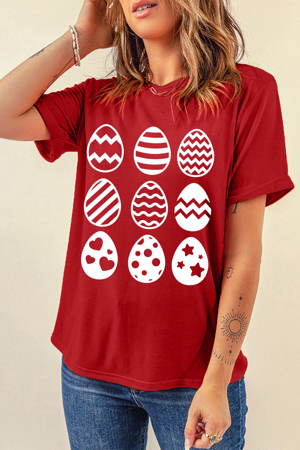 Easter Egg Graphic Cuffed T-Shirt