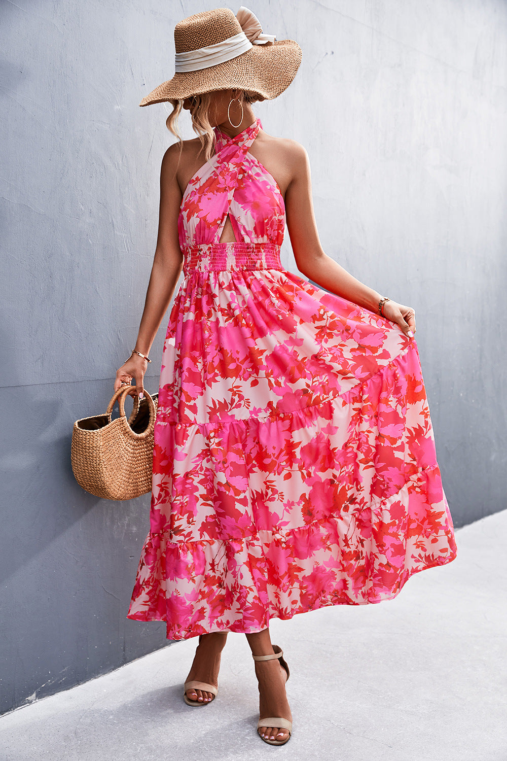 Someday Soon Printed Halter Dress