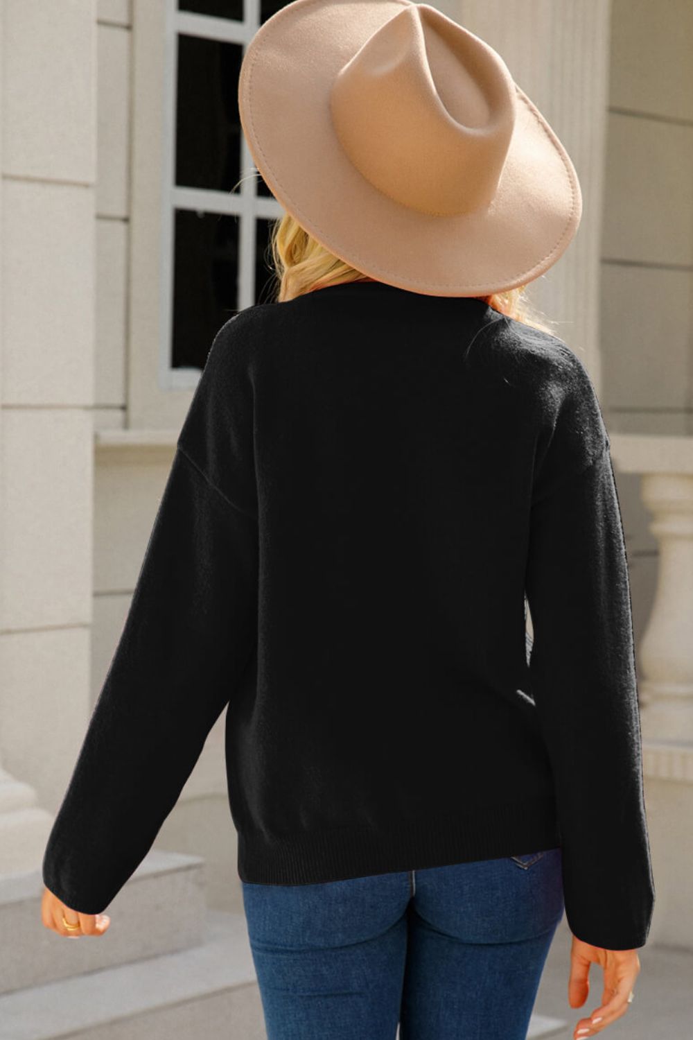 Button-Up Round Neck Cardigan