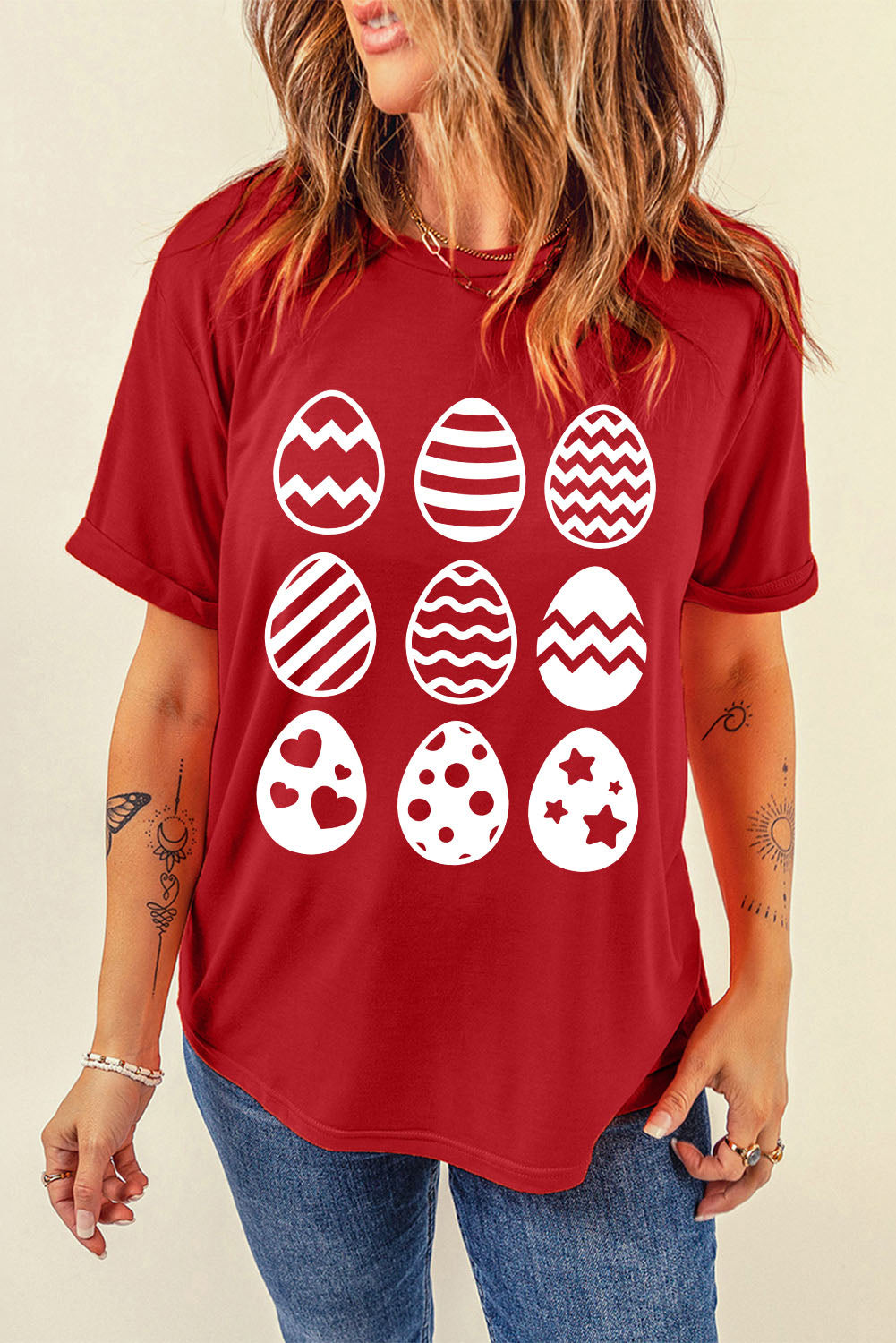 Easter Egg Graphic Cuffed T-Shirt