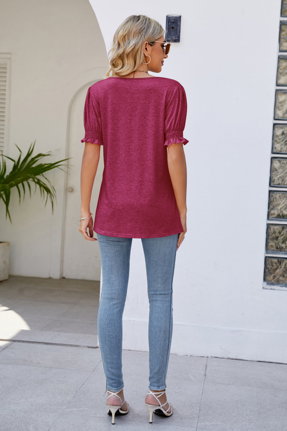 Flounce Sleeve V-Neck Tee