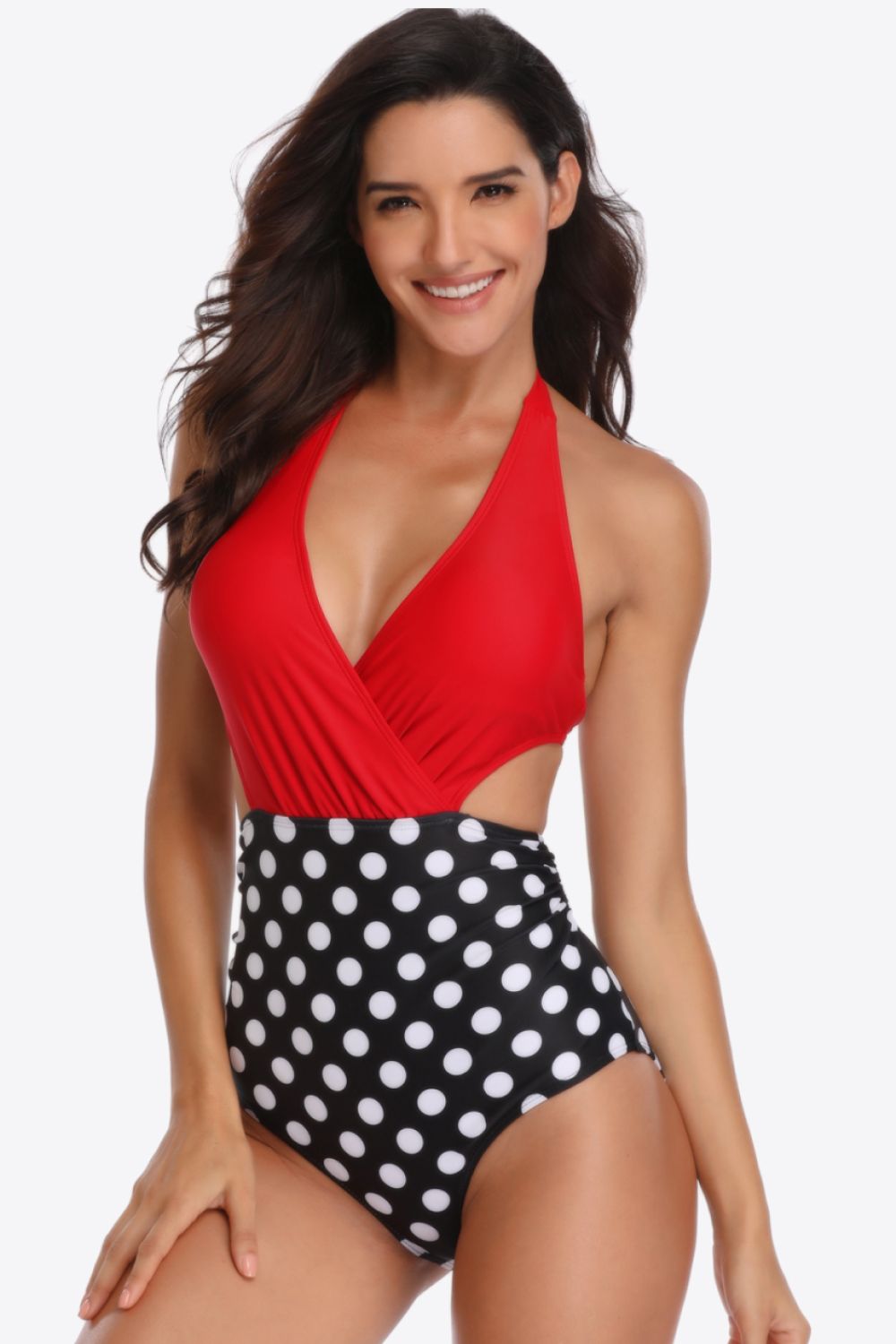 Tie Back Halter Neck One-Piece Swimsuit