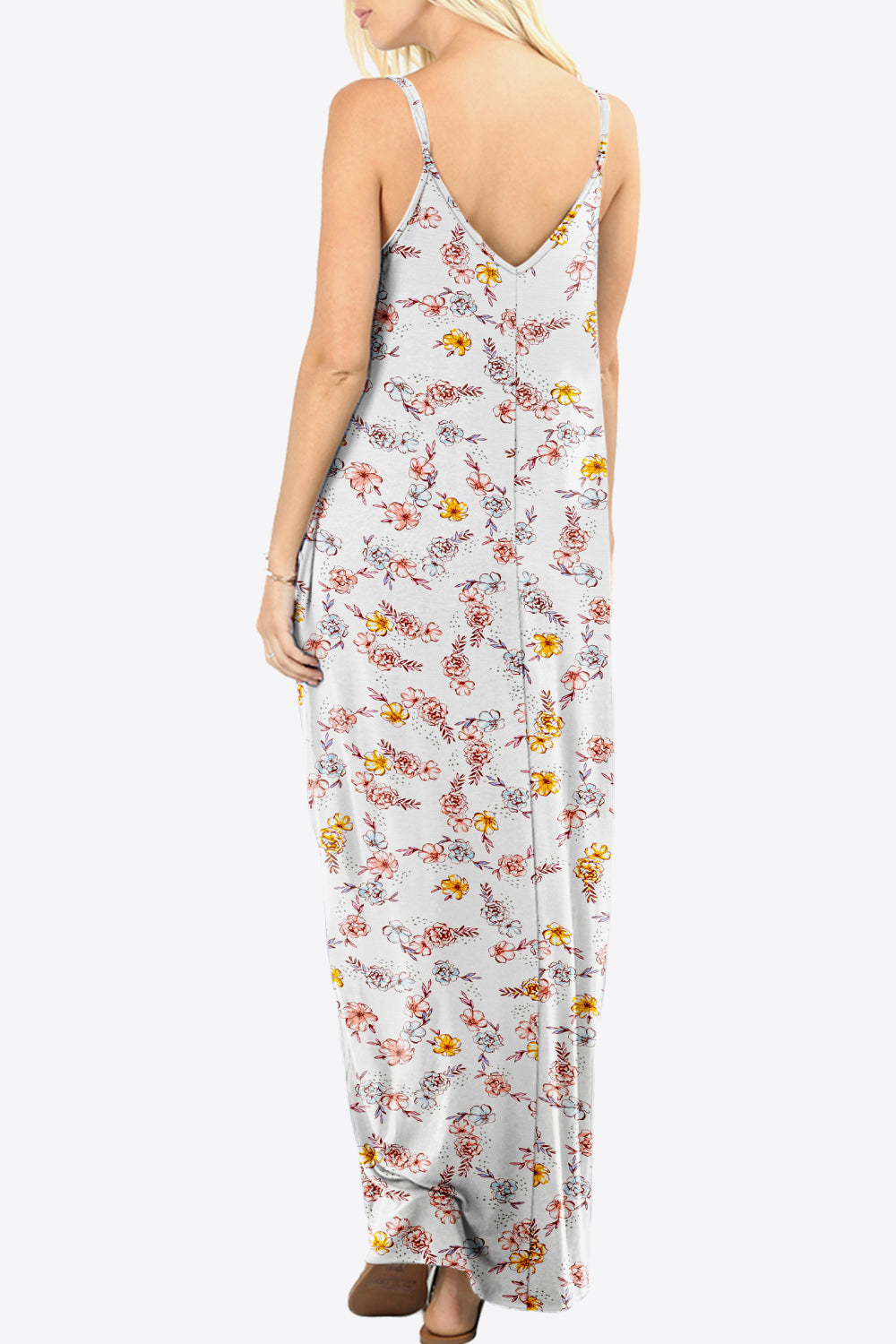 Floral Spaghetti Strap Maxi Dress with Pockets