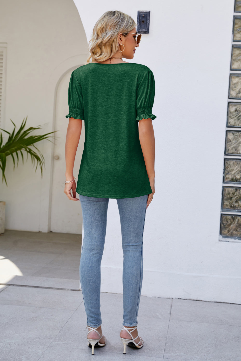 Flounce Sleeve V-Neck Tee