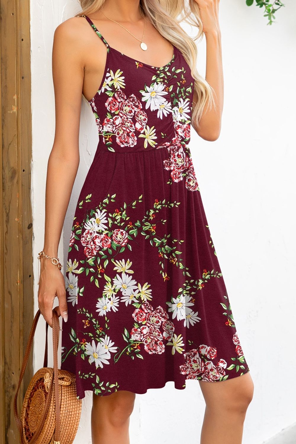 Floral Spaghetti Strap Dress with Pockets