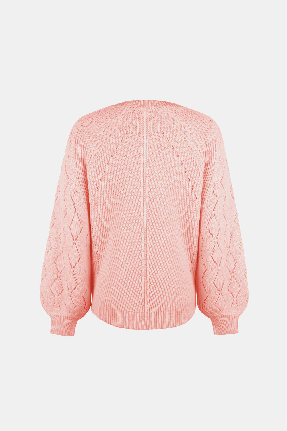 Openwork Balloon Sleeve Pullover Sweater