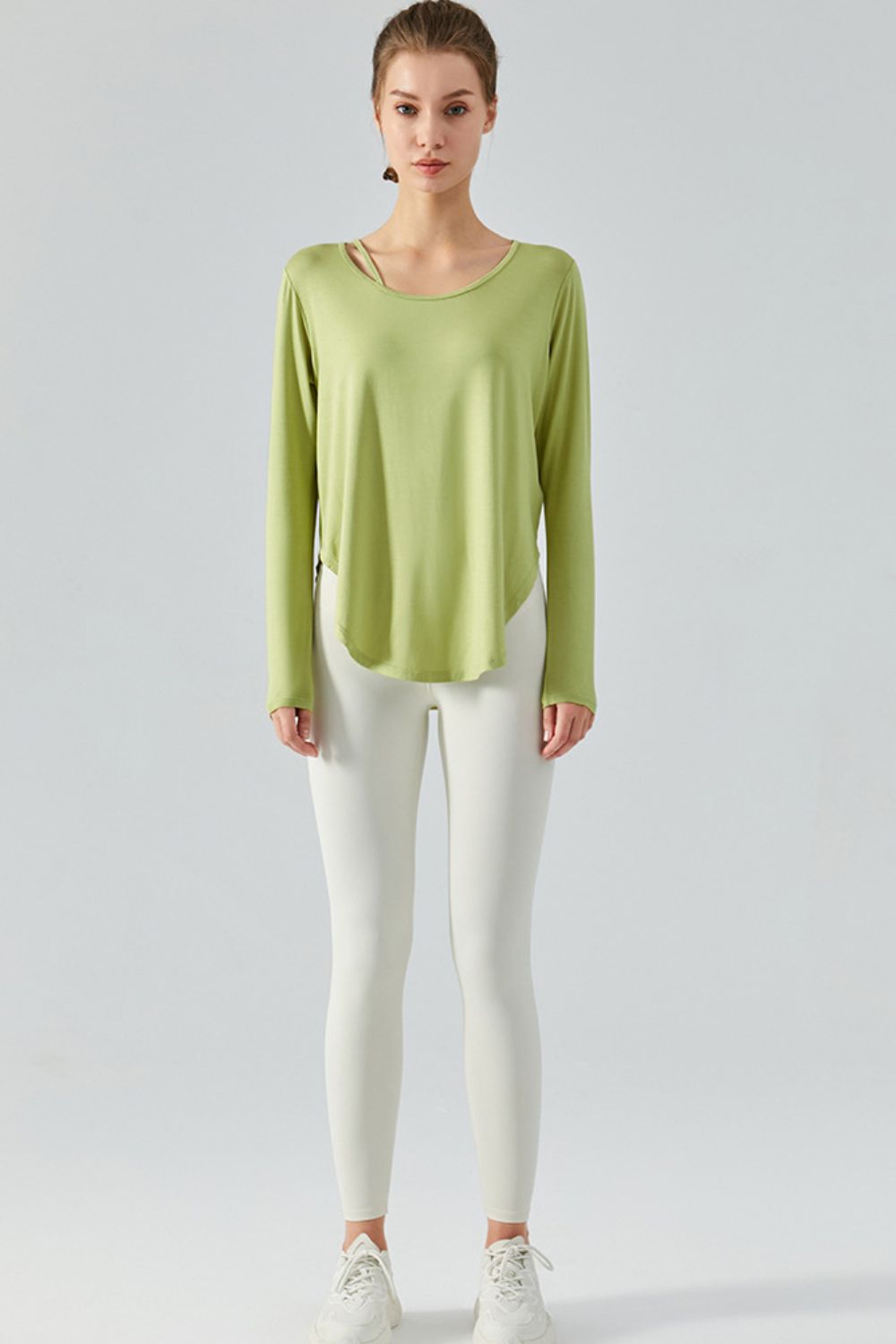 Neck Detail Slit Sports Top