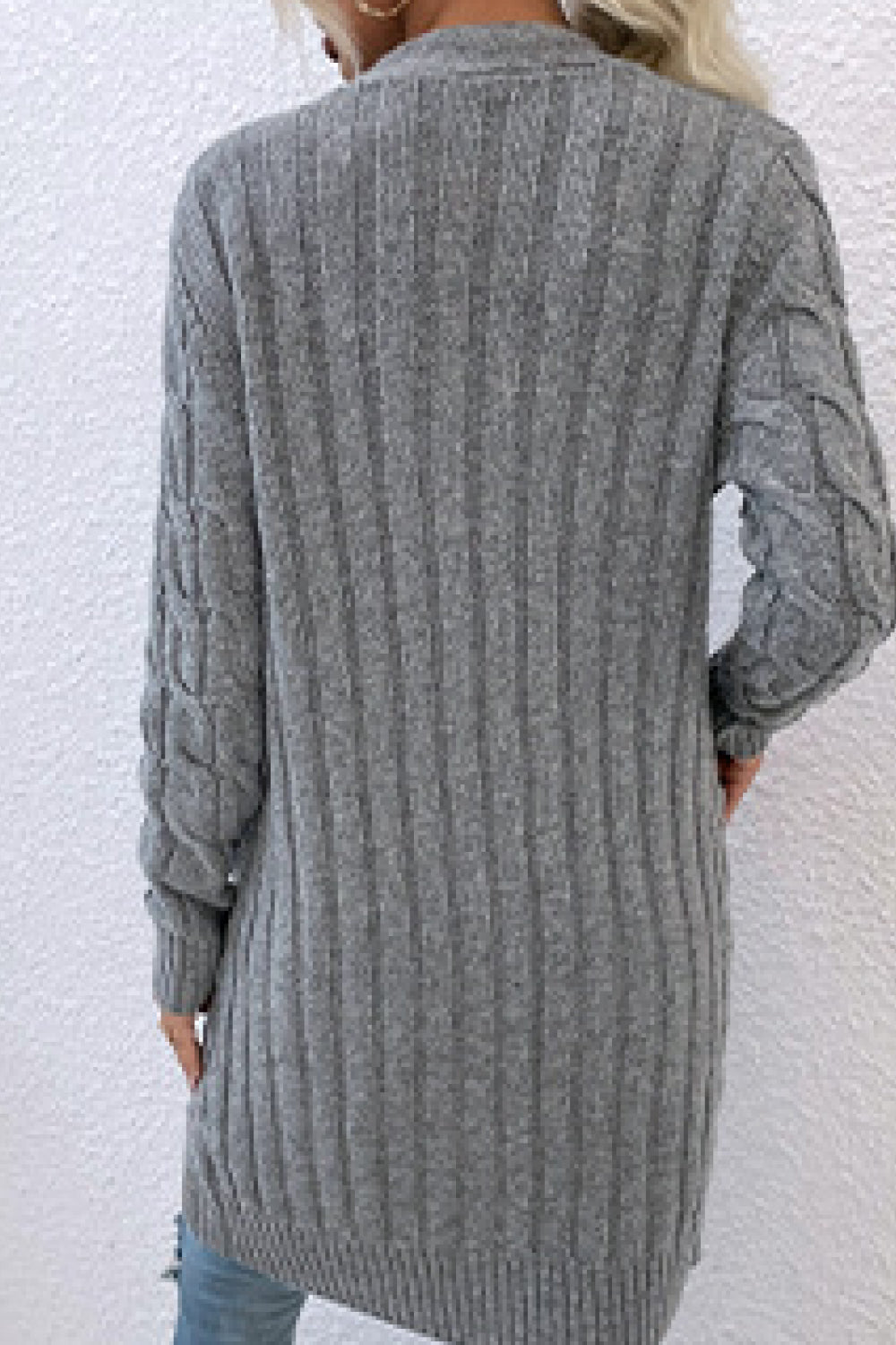Cable-Knit Button Down Duster Cardigan
