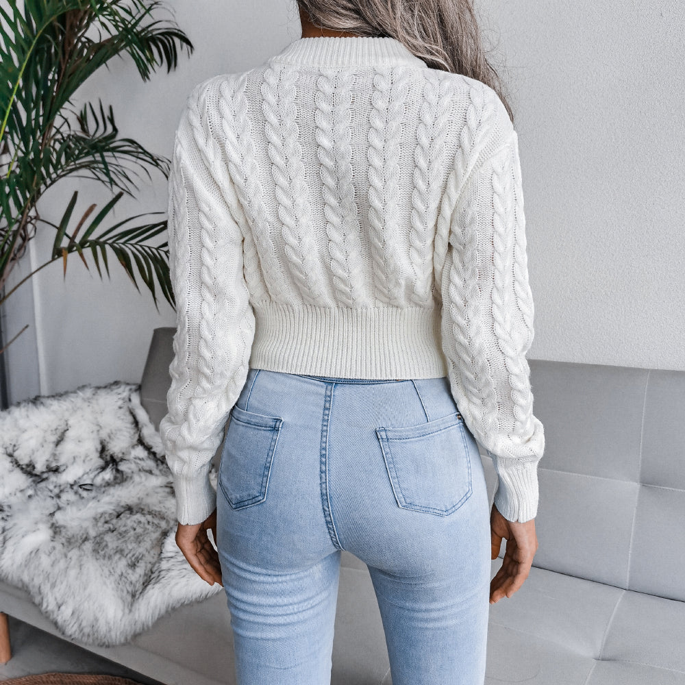 Cable-Knit Cropped Sweater