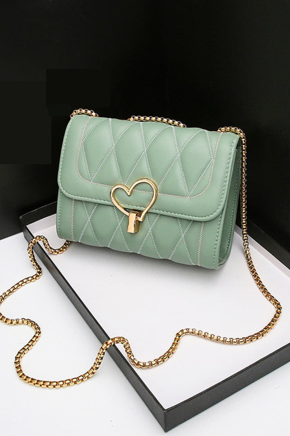 Heart Buckle PU Leather Crossbody Bag - Deals DejaVu