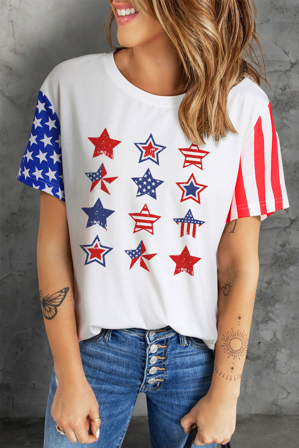 Stars and Stripes Round Neck Tee