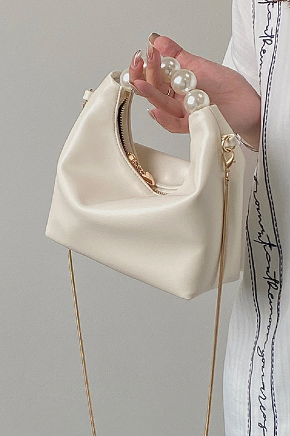PU Leather Pearl Handbag - Deals DejaVu