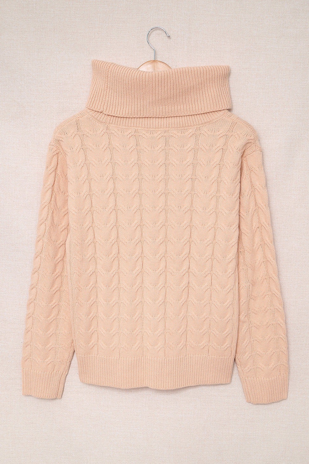 Cable-Knit Dropped Shoulder Turtleneck Knitted Sweater