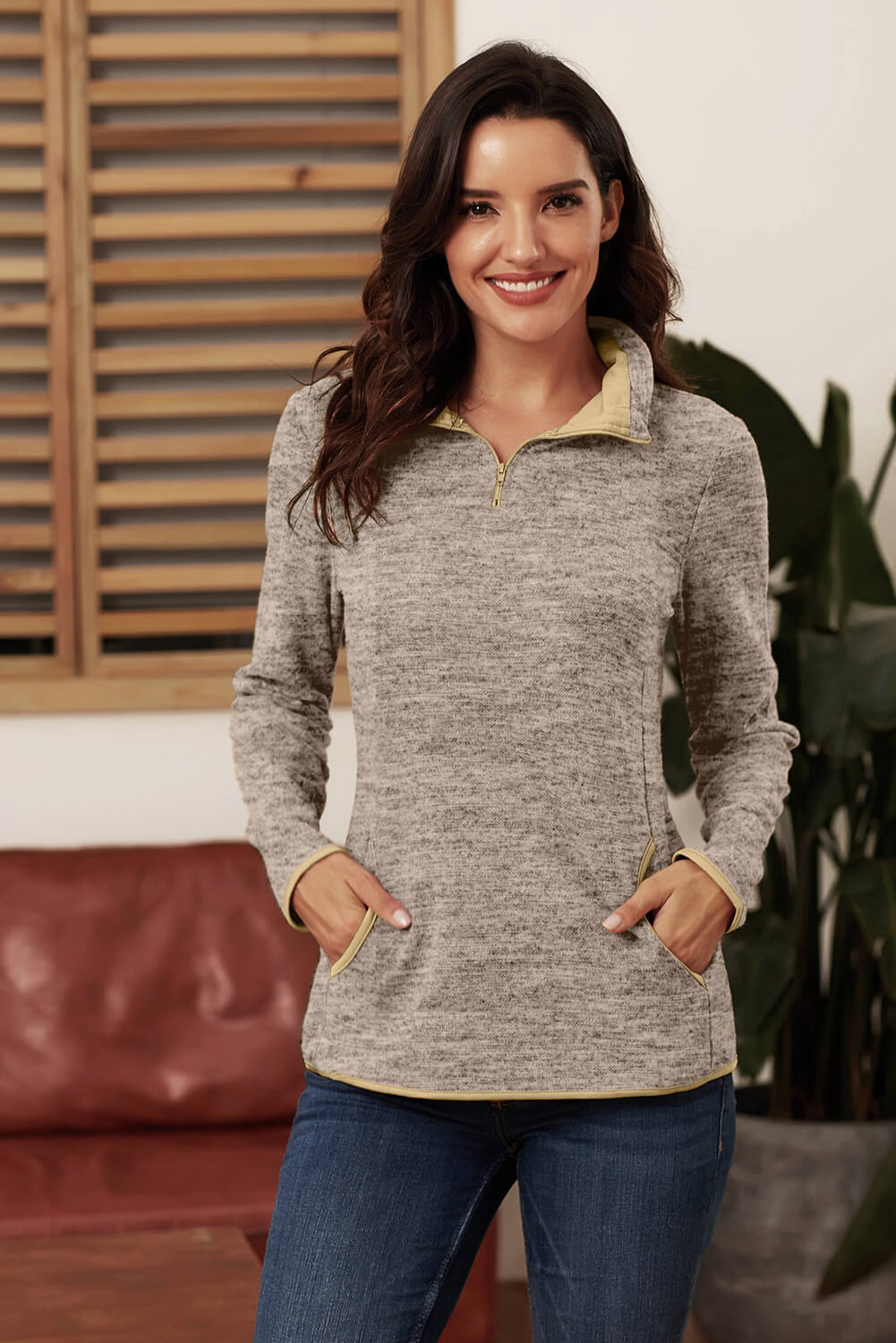 Heathered Quarter-Zip Sweatshirt