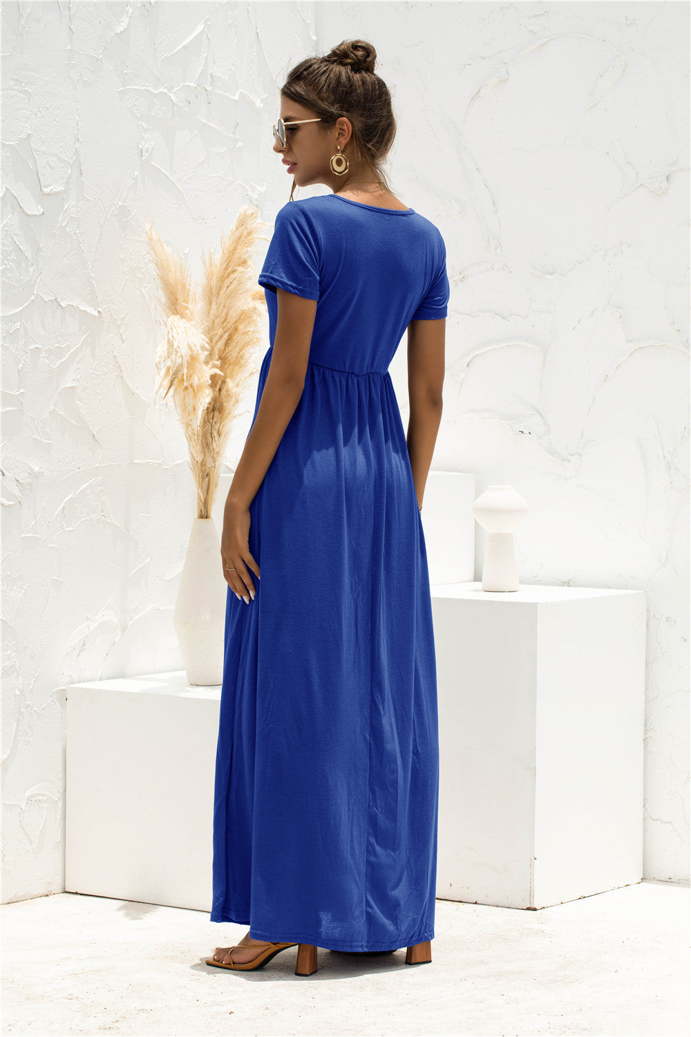 Short Sleeve Round Neck Maxi Dress