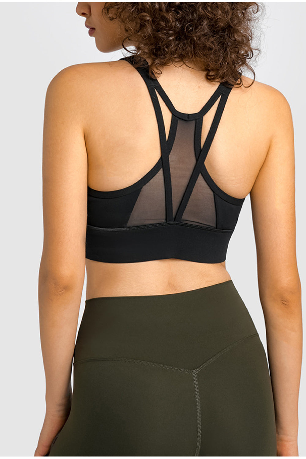 Mesh Panel Racerback Longline Sports Bra