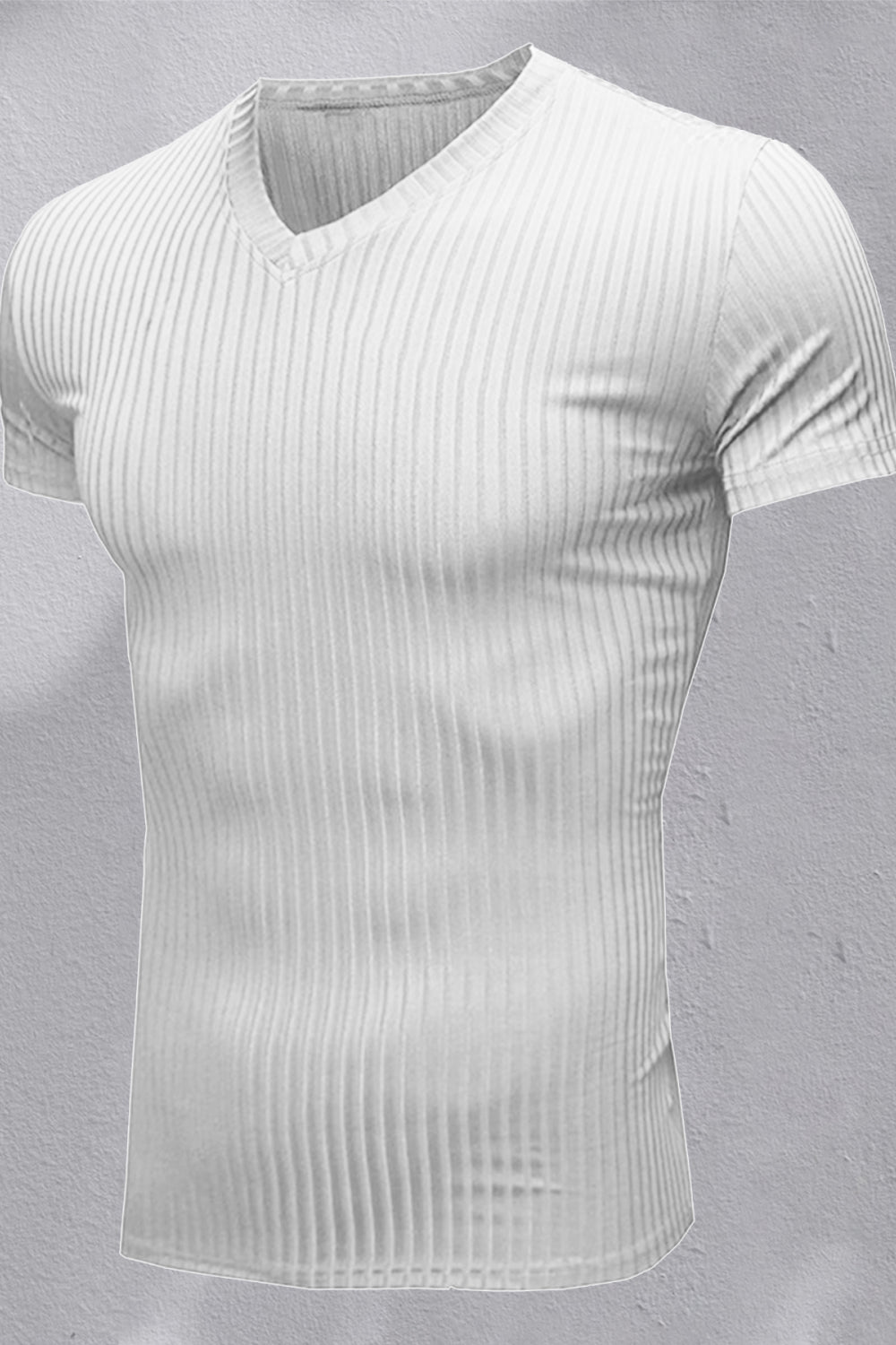Ribbed V-Neck Short Sleeve Tee