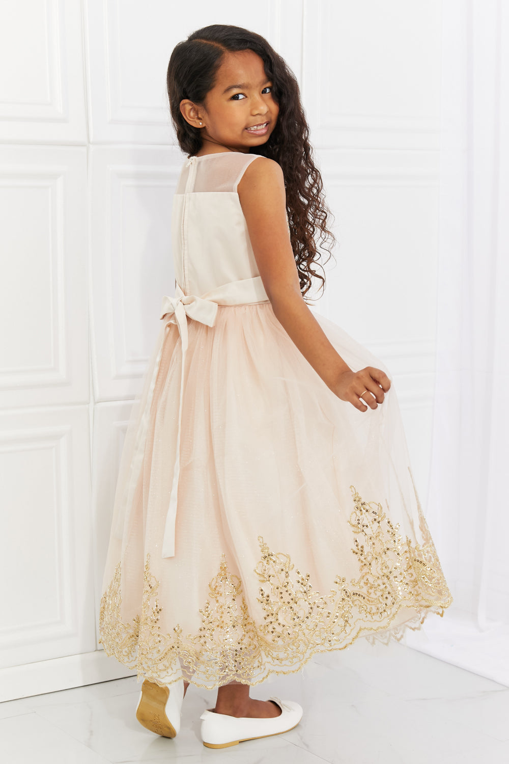 Kid's Dream Let's Dance Formal Tutu Dress in Light Apricot