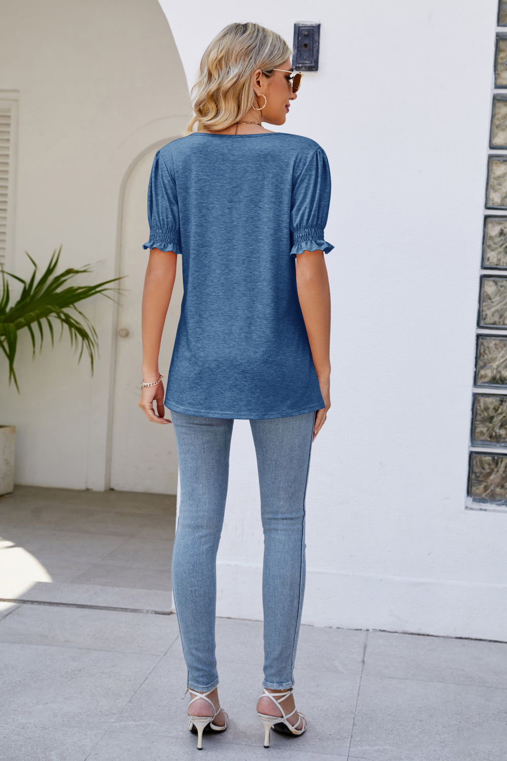 Flounce Sleeve V-Neck Tee