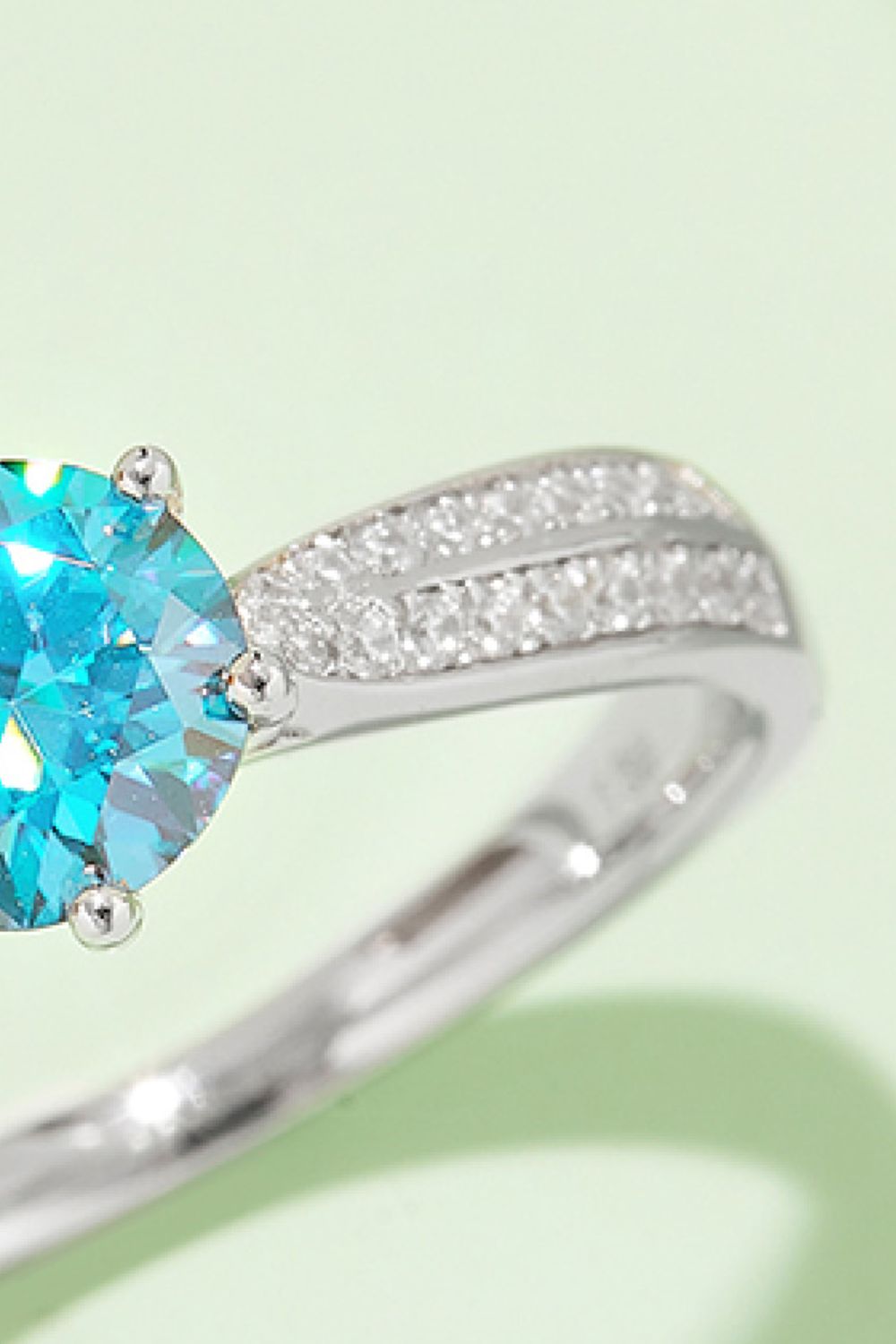1 Carat Moissanite 925 Sterling Silver Side Stone Ring