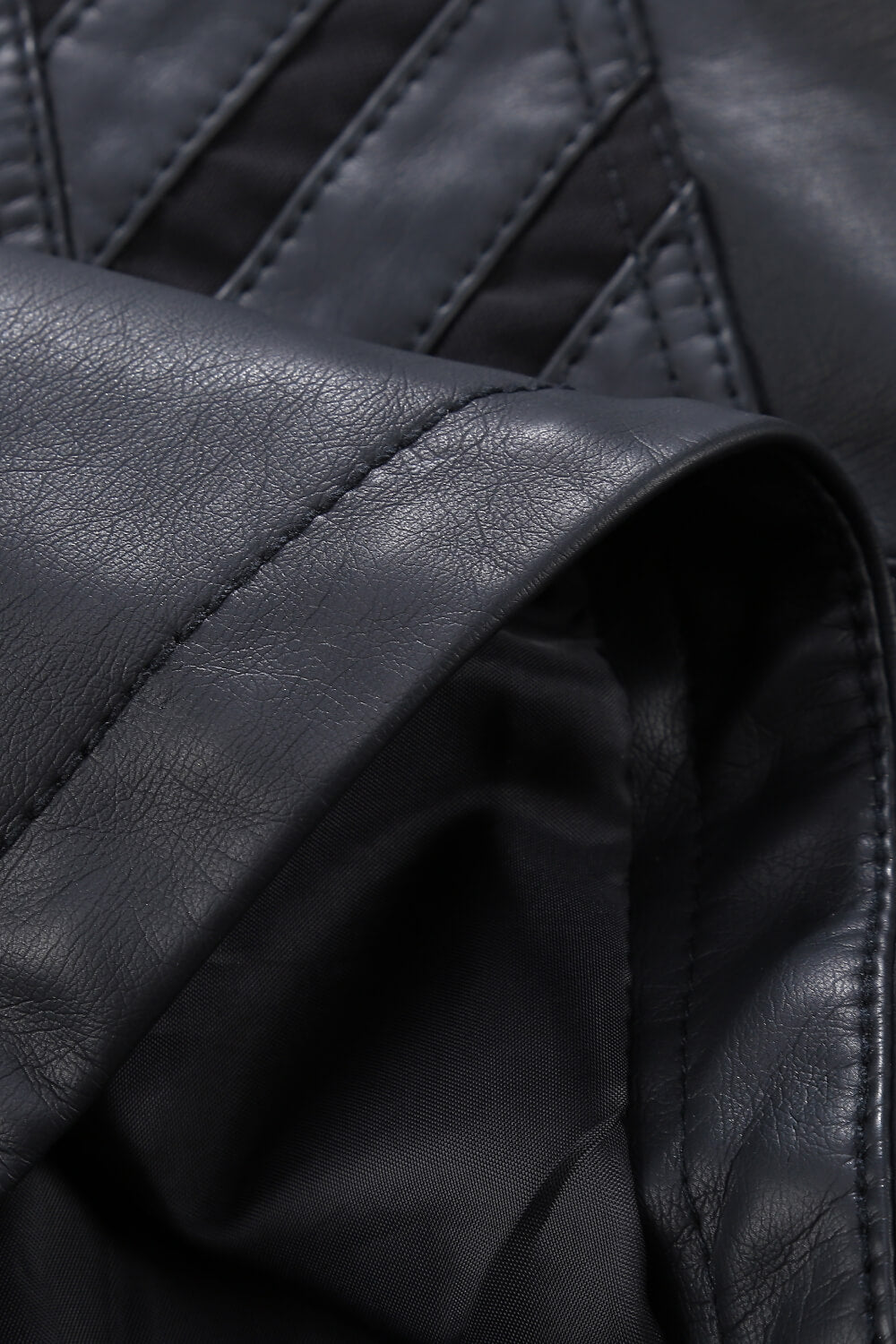Asymmetrical Zip Up PU Leather Jacket with Pockets