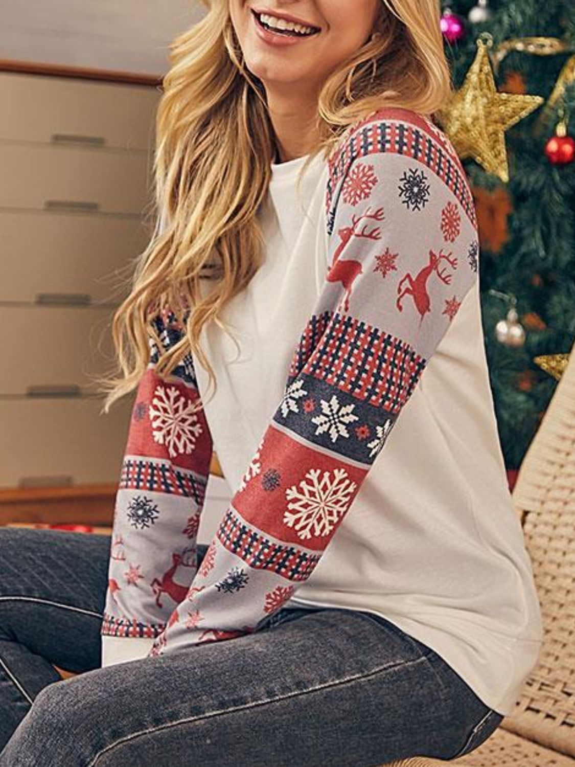 Christmas Long Raglan Sleeve Top