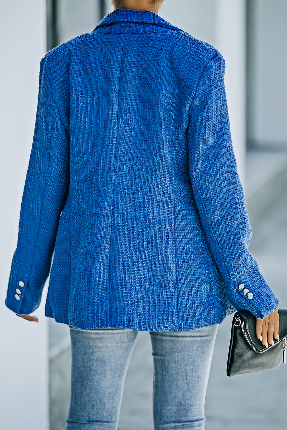 Double-Breasted Seam Detail Lapel Collar Blazer