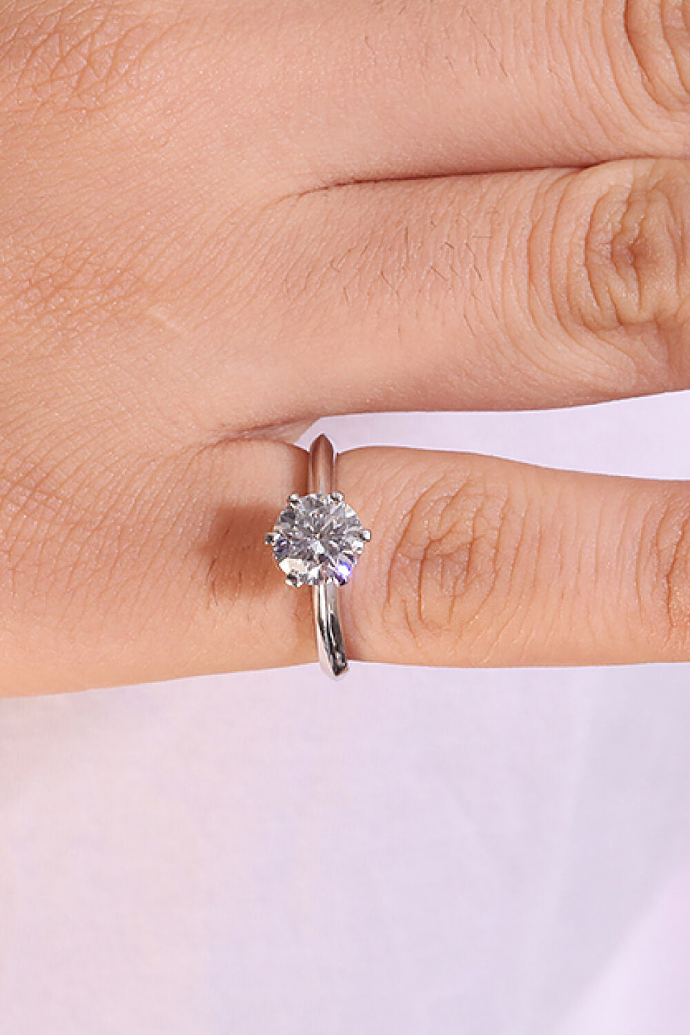 18K White Gold 1 Carat Lab-Grown Diamond 6-Prong Solitaire Ring
