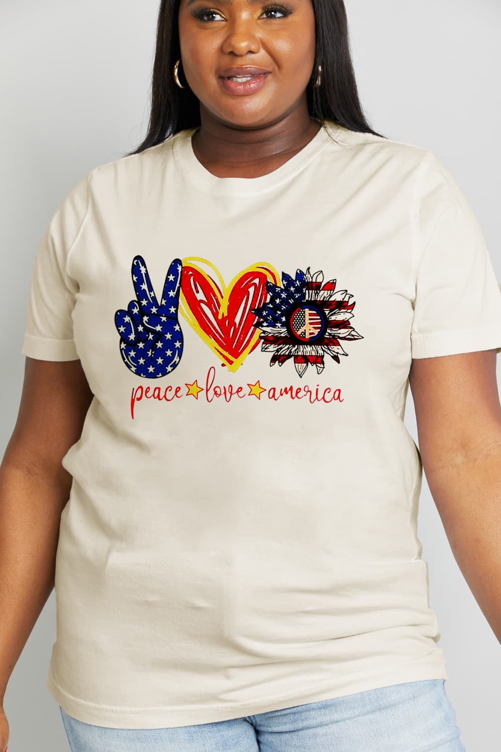 Simply Love Full Size PEACE LOVE AMERICA Graphic Cotton Tee