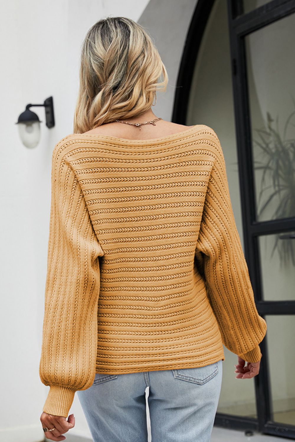 Dolman Sleeve Openwork Sweater
